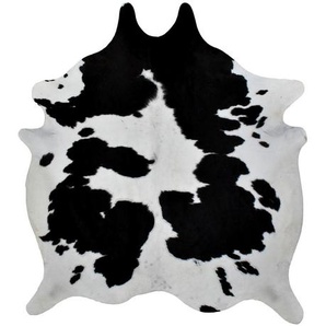 Linea Natura Rinderfell, Schwarz, Weiß, Fell, Echtleder, Rindleder, Tierform, 165x235 cm, für Fußbodenheizung geeignet, Teppiche & Böden, Teppiche,