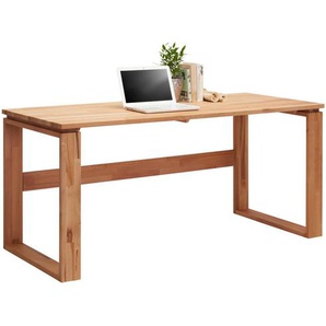 Linea Natura Schreibtisch, Buche, Holz, Buche, massiv, rechteckig, U-Form, 70x75x160 cm, Arbeitszimmer, Schreibtische, Bürotische