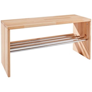 Linea Natura Schuhbank, Buche, Holz, Metall, Kernbuche, 81x40.5x30 cm, Holzmöbel, Garderoben Holz, Garderobenbänke Holz