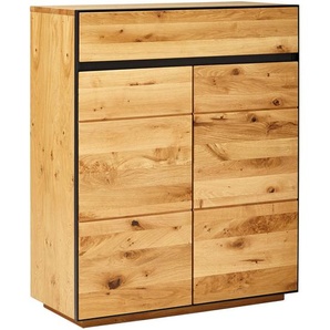Linea Natura Schuhschrank, Anthrazit, Eiche, Holz, Metall, Wildeiche, furniert, massiv, 3 Fächer, 1 Schubladen, 86x104x38 cm, Beimöbel erhältlich, Garderobe, Schuhaufbewahrung, Schuhschränke