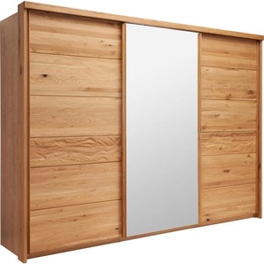 Linea Natura Schwebetürenschrank, Eiche, Holzwerkstoff, Wildeiche, furniert, massiv, 6 Fächer, 285x216x70 cm, Beimöbel erhältlich, in verschiedenen