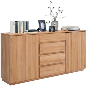 Linea Natura Sideboard, Buche, Holz, Kernbuche, 2 Fächer, 4 Schubladen, 180x89.2x41 cm, Typenauswahl, Beimöbel erhältlich, stehend, Holzmöbel,