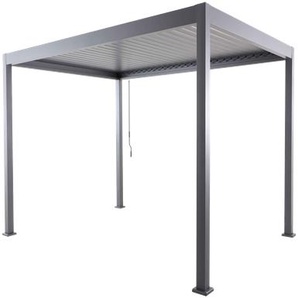 LINO Lamellenpavillon 300x300 Aluminium Lamellen, Pavillon Grau pulverbesch., Lamellen verstellbar