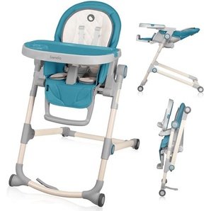 Lionelo Cora Hochstuhl Baby bis 15 kg höhenverstellbar regulierbare Rückenlehne doppeltes Tablett Blau LO-CORA OCEAN