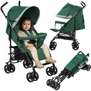 Lionelo Elia Buggy klein zusammenklappbar Kinderwagen Buggy bis 15 kg Rücken und Fußstützenverstellung Hinterradbremse Moskitonetz - Grün LO-ELIA GREEN FOREST