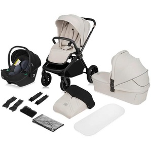Lionelo Kinderwagenset Mika Plus 3 in 1, Beige, Textil, 3-teilig, 62x110x93 cm, Fußstütze abklappbar, 5-Punkte-Gurt,3-Punkt-Gurt,5-Punkt-Gurt, Gurtschoner, Sitz umsetzbar, Baby on Tour, Kinderwagen, Kombikinderwagen