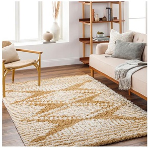 Livabliss Hochflor-Teppich TUZLA, rechteckig, Höhe: 52 mm, Flauschig, Langflor, Weich, Boho Wohnzimmerteppich, Beige