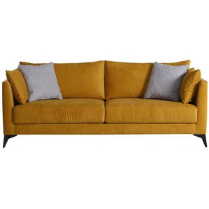 Livetastic 2,5-Sitzer , Gelb , Holz, Textil , massiv , Füllung: Baumwollfüllung,Baumwollfüllung,Baumwollfüllung , 210x68x44 cm , Wohnzimmer, Sofas & Couches, Sofas, 2-Sitzer Sofas