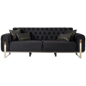 Livetastic 3-Sitzer-Sofa, Schwarz, Textil, Uni, Füllung: Faserbällchen, Schaumstoffflocken,Faserbällchen, Schaumstoffflocken, 236x93x83 cm, Made in