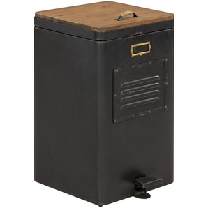 Livetastic Abfalleimer, Natur, Schwarz, Metall, Tanne, massiv, 51.2 L, 35x63x45.5 cm, Küchen, Küchenausstattung, Mülleimer