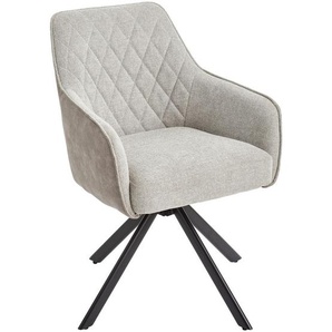 Livetastic Armlehnstuhl Beige, Braun, Grau, Schwarz, Beige, Holz, Metall, Textil, Pappel, Sperrholz, Füllung: Schaumstoff, Taschenfederkern,