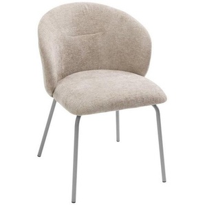 Livetastic Armlehnstuhl, Beige, Holz, Metall, Textil, Pappel, Sperrholz, Rundrohr, 56x79x59 cm, Esszimmer, Stühle, Esszimmerstühle, Armlehnenstühle