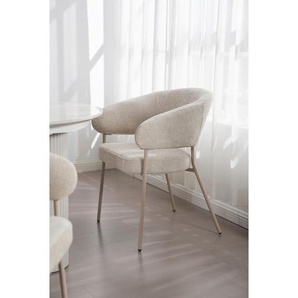 Livetastic Armlehnstuhl, Beige, Holz, Metall, Textil, Pappel, Sperrholz, Rundrohr, 60x81x60 cm, Esszimmer, Stühle, Esszimmerstühle, Armlehnenstühle