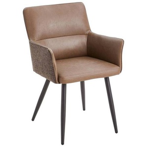 Livetastic Armlehnstuhl, Braun, Grau, Holz, Metall, Textil, Pappel, Sperrholz, Füllung: Schaumstoff, Rundrohr, 56x88x60 cm, Esszimmer, Stühle,