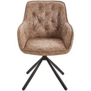 Livetastic Armlehnstuhl, Braun, Holz, Metall, Textil, Pappel, Sperrholz, Füllung: Schaumstoff, konisch, 61x91x59 cm, Esszimmer, Stühle,