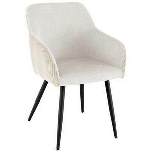 Livetastic Armlehnstuhl Cord, Beige, Holz, Metall, Textil, Pappel, Sperrholz, Rundrohr, 54x84x60 cm, Esszimmer, Stühle, Esszimmerstühle, Armlehnenstühle