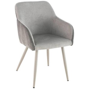 Livetastic Armlehnstuhl Cord, Grau, Holz, Metall, Textil, Pappel, Sperrholz, Rundrohr, 54x84x60 cm, Esszimmer, Stühle, Esszimmerstühle, Armlehnenstühle