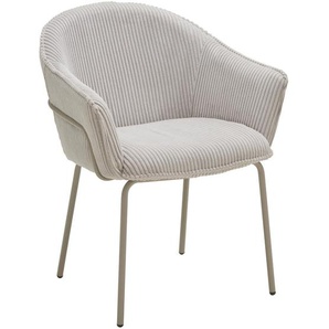 Livetastic Armlehnstuhl Cord, Hellgrau, Holz, Metall, Textil, Pappel, Sperrholz, Rundrohr, 66x82x66 cm, Esszimmer, Stühle, Esszimmerstühle,