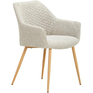 Livetastic Armlehnstuhl, Eiche, Beige, Holz, Metall, Textil, Pappel, Sperrholz, Rundrohr, 56.5x80x58 cm, ISO 9001, Bsci, Esszimmer, Stühle,