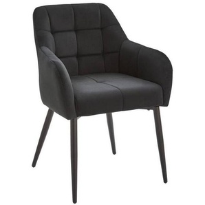 Livetastic Armlehnstuhl Federkern, Schwarz, Dunkelgrau, Metall, Textil, Füllung: Schaumstoff, Rundrohr, 60x82x60 cm, Esszimmer, Stühle,