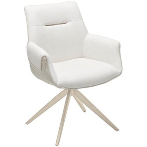 Livetastic Armlehnstuhl, Grau, Beige, Metall, Textil, Drehkreuz, 63x87x62 cm, Sitzfläche 360° drehbar, Esszimmer, Stühle, Esszimmerstühle, Armlehnenstühle