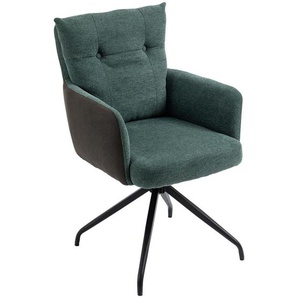 Livetastic Armlehnstuhl, Grau, Grün, Schwarz, Textil, Drehkreuz, 60x92x67 cm, Sitzfläche 180° drehbar, automatische Rückholfunktion, Esszimmer,
