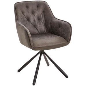 Livetastic Armlehnstuhl, Grau, Holz, Metall, Textil, Pappel, Sperrholz, Füllung: Schaumstoff, konisch, 61x91x59 cm, Esszimmer, Stühle,