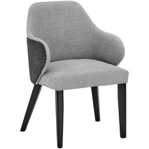 Livetastic Armlehnstuhl, Grau, Holz, Textil, Wellpappe, Kautschukholz, furniert, massiv, Holzoptik, Füllung: Polyurethan (Pur), 54x80x58 cm,