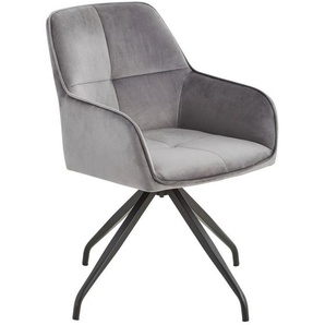 Livetastic Armlehnstuhl, Grau, Schwarz, Holz, Metall, Textil, Pappel, Sperrholz, Drehkreuz, 57x83.5x60 cm, Sitzfläche 360° drehbar, Esszimmer, Stühle,