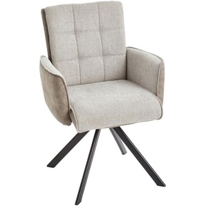 Livetastic Armlehnstuhl, Grau, Schwarz, Holz, Metall, Textil, Pappel, Sperrholz, Füllung: Schaumstoff, Drehkreuz, 61x91x64 cm, Sitzfläche 360°