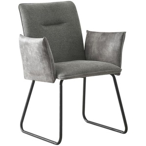 Livetastic Armlehnstuhl, Grau, Schwarz, Holz, Metall, Textil, Pappel, Sperrholz, Rundrohr, U-Form, 64x87.5x63 cm, Fsc, Bsci, inklusive Armlehnen,