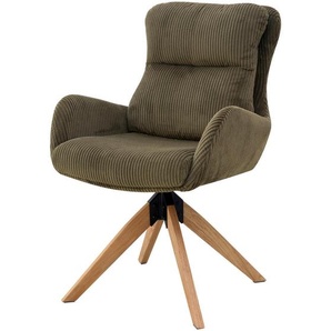 Livetastic Armlehnstuhl, Grün, Holz, Metall, Textil, Eiche, Pappel, massiv, Sperrholz, Flachrohr, 60x91x72 cm, Sitzfläche 360° drehbar, Esszimmer, Stühle, Esszimmerstühle, Armlehnenstühle