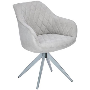 Livetastic Armlehnstuhl, Hellgrau, Metall, Textil, Drehkreuz, 59x84x59 cm, Sitzfläche 360° drehbar, Esszimmer, Stühle, Esszimmerstühle,