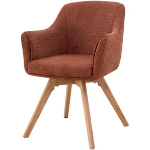 Livetastic Armlehnstuhl, Karamell, Holz, Metall, Textil, Eiche, Pappel, massiv, Sperrholz, U-Form, 61x85.5x63.5 cm, Sitzfläche 360° drehbar, Esszimmer, Stühle, Esszimmerstühle, Armlehnenstühle