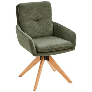 Livetastic Armlehnstuhl, Olivgrün, Holz, Metall, Textil, Eiche, massiv, Füllung: Schaumstoff, konisch, 59x91x64 cm, Esszimmer, Stühle,