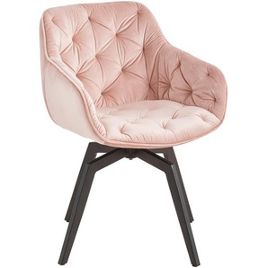 Livetastic Armlehnstuhl, Rosa, Schwarz, Holz, Metall, Textil, Pappel, Sperrholz, Drehkreuz, 58x83x63 cm, Sitzfläche 360° drehbar, Esszimmer, Stühle,