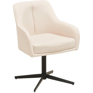 Livetastic Armlehnstuhl, Schwarz, Beige, Metall, Textil, Drehkreuz, 61x83x62 cm, Sitzfläche 360° drehbar, Stühle