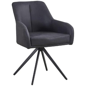 Livetastic Armlehnstuhl, Schwarz, Holz, Metall, Textil, Pappel, Sperrholz, Drehkreuz, 62x83x62 cm, Sitzfläche 360° drehbar, Esszimmer, Stühle,