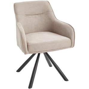 Livetastic Armlehnstuhl, Schwarz, Taupe, Metall, Textil, Füllung: Schaumstoff, Taschenfederkern, Drehkreuz, 61x86x62 cm, Esszimmer, Stühle,