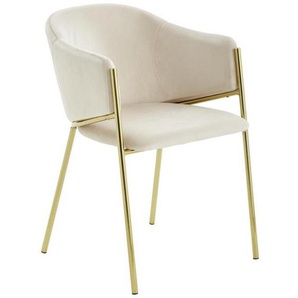 Livetastic Armlehnstuhl, Gold, Taupe, Holz, Metall, Textil, Pappel, Sperrholz, Rundrohr, 53x77x60 cm, inklusive Armlehnen, Esszimmer, Stühle,