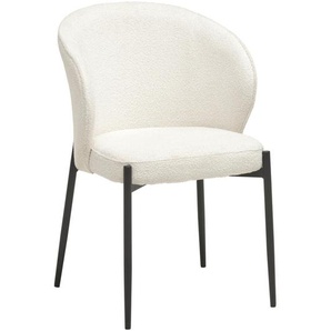 Livetastic Armlehnstuhl Boucle, Weiß, Metall, Textil, Holz, Pappel, Sperrholz, Rundrohr, 55x80x58 cm, Esszimmer, Stühle, Esszimmerstühle,