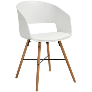 Livetastic Armlehnstuhl, Weiß, Kunststoff, Textil, Buche, massiv, 51.5x80.5x52 cm, Esszimmer, Stühle, Esszimmerstühle, Armlehnenstühle