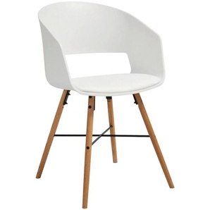Livetastic Armlehnstuhl , Weiß , Kunststoff, Textil , Buche , massiv , 51.5x80.5x52 cm , Esszimmer, Stühle, Esszimmerstühle, Armlehnenstühle