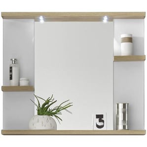 Livetastic Badezimmerspiegel , Weiß, Eiche , Glas , rechteckig , 80x68x12 cm , Badezimmer, Badezimmerspiegel, Badspiegel