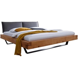 Livetastic Balkenbett, Eiche, Bernstein, Holz, Fichte, massiv, 180x200 cm, gepolstertes Kopfteil, Schlafzimmer, Betten, Doppelbetten