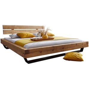 Livetastic Balkenbett, Eiche, Bernstein, Holz, Fichte, massiv, 200x200 cm, Schlafzimmer, Betten, Doppelbetten