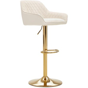 Livetastic Barhocker, Creme, Gold, Metall, Textil, Füllung: Schaumstoff, Drehteller, 53.5x108x53 cm, Sitzfläche 360° drehbar, inklusive Armlehnen,