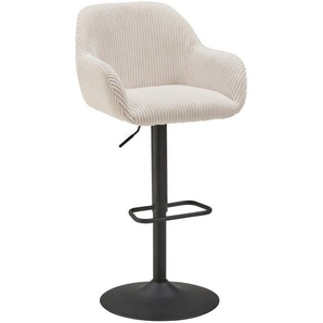 Livetastic Barhocker, Schwarz, Beige, Metall, Textil, Drehkreuz, 44x95-117x55 cm, inklusive Armlehnen, Esszimmer, Barmöbel, Barhocker