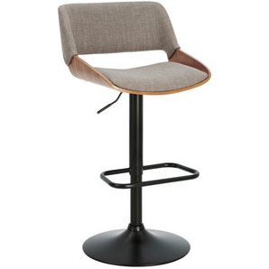 Livetastic Barhocker, Schwarz, Dunkelgrau, Walnuss, Holz, Metall, Textil, Pappel, furniert, Sperrholz, rund, 50.5x87-107.5x53.5 cm, Sitzfläche 360°