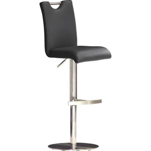 Livetastic Barhocker, Schwarz, Edelstahl, Metall, Textil, Säule, rund, Bodenplatte, 42x91-116x50 cm, Beinauswahl, Stoffauswahl, Typenauswahl,